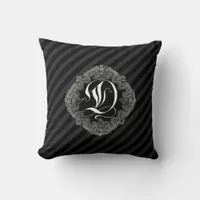 Elegant Goth Initial D Throw Pillow