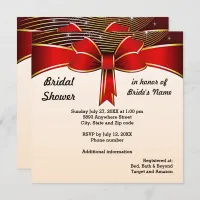 Festive Red Ribbon Bridal Shower Invitation