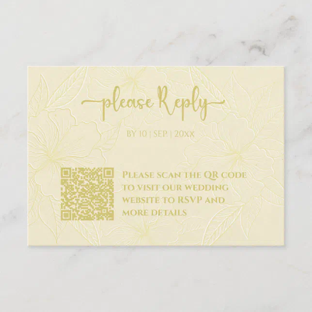 Minimal Elegant Floral RSVP | QR Code Wedding  Enclosure Card