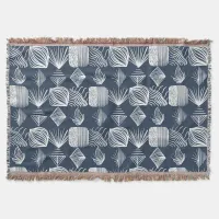 Bold Caribbean Tribal Mudcloth: Navy Blue& White,  Throw Blanket