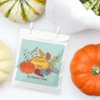 Fall-Themed Leaves Berries Pumpkin Thanksgiving  Favor Bag