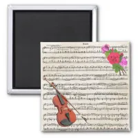 Violin and Roses Vintage Sheet Music Design Magnet