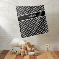 Personalized Central Stripe Black Polka-Dotted Baby Blanket