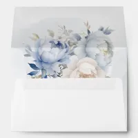 Elegant Modern Botanical Dusty Blue Floral Wedding Envelope