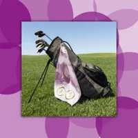 Gold Infinity Initial Monogram on purple and gold  Golf Towel