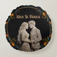 Bride & Groom Royal Classic Round Pillow