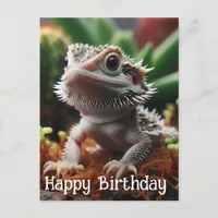 Bearded Dragon in the Moss Garden Happy Birthday Postcard