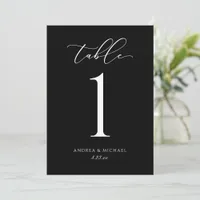 Elegant Black & White Wedding Table Number