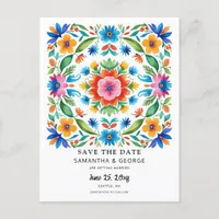 Mexican Floral Fiesta Save The Date Announcement Postcard