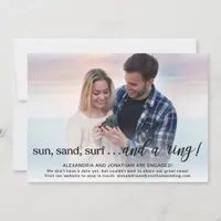 Beach Theme Engagement Announcement Photo