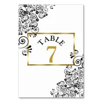 Black and White Script Wedding Table Number Card