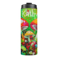 Watercolor Abstract Mushrooms Personalized Thermal Tumbler