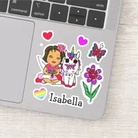 Hand Drawn Ethnic Fairy, Unicorn and Name Sticker