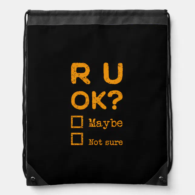 Are you okay? r u ok? drawstring bag