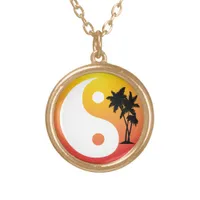 Tropical Palm Trees Yin Yang Necklace