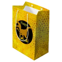 Gold Dinosaur Hide Happy Birthday!  Medium Gift Bag