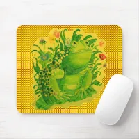 Cute Green Frog Artwork Painting Mouse Pad