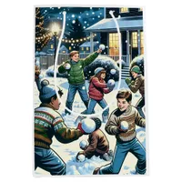 Winter Night Snowball Fight Christmas Medium Gift Bag