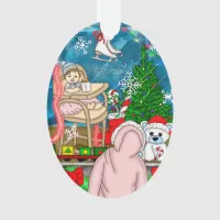 Hand drawn Nostalgic Christmas window Display  Ornament