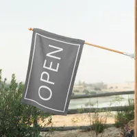 Slate Grey Open Sign Modern Minimal Business Flag