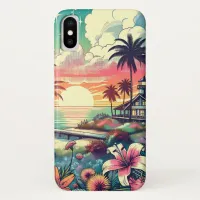 Pink and Turquoise Paradise | Beach Art iPhone XS Case