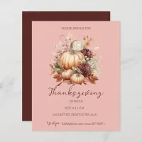 Budget Fall Floral Pumpkins Thanksgiving Invite