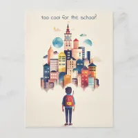 Schoolboy and the City Postcard