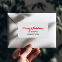 Merry Christmas | Red Typography Return Address Label