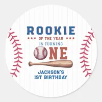 Rookie of the Year 1st Birthday Baseball Classic Round Sticker