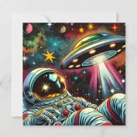 Astronaut Floating in Space with a UFO Ai  Art