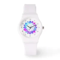 *~* Women's White Om Lotus Flower Mandala New Age Watch