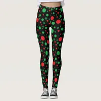 Red Green Black Christmas Holiday Leggings