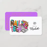 Vibrant and Colorful African American Nail Tech Business Card