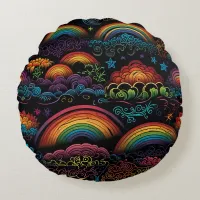 Rainbow LGBYQ Design Round Pillow