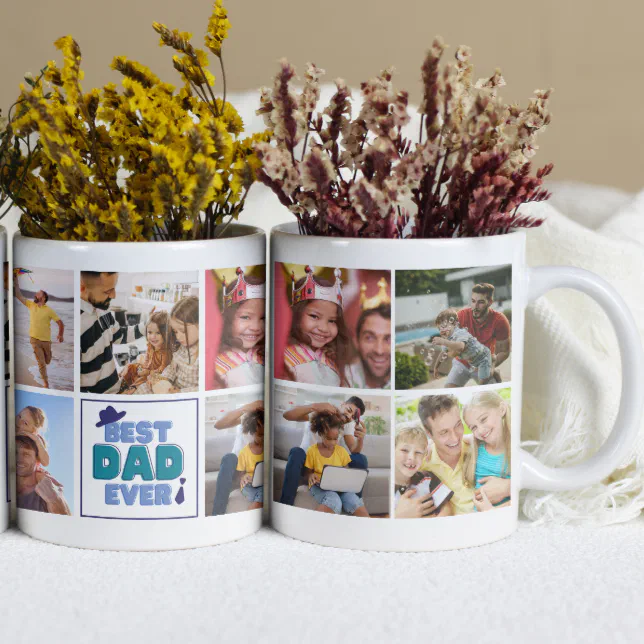 Best DAD Ever Father's Day Custom Photo Collage Coffee Mug