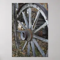 Rustic Wooden Wagon Wheel Poster