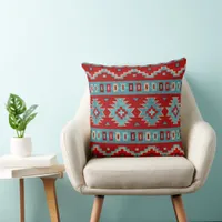 Southwest Mesas Turquoise & Red 20in Throw Pillow