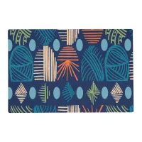 Caribbean Tribal Mudcloth: Festive Blue, Orange Placemat