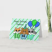 Woodland Animal Cupcakes, Fox, Raccoon and Bear Card