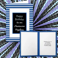 Modern Blue  Personalized Happy Birthday Nephew   Card