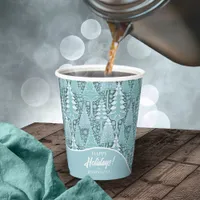 Stylized Coastal Christmas Trees Pattern#6 ID1009 Paper Cups