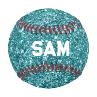 Luxury Teal Glitter Bold Sport Monogram Baseball