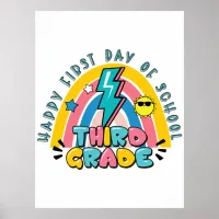 Hello Third Grade Happy First Day Of School Poster