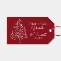 Red Christmas Tree Winter Wedding Favor Tags