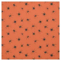 Creepy Black Spiders Patterned on Orange Halloween Fabric