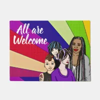 All our Welcome | Colorful Diverse Pop Art Doormat