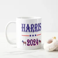 Harris 2024 Pres Democrat Donkeys USA Flag Coffee Mug