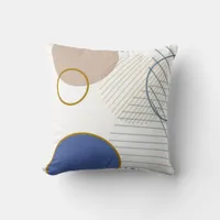 Abstract blue and gold throw pillow