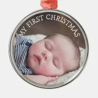 Baby Photo My First Christmas Keepsake Metal Ornament