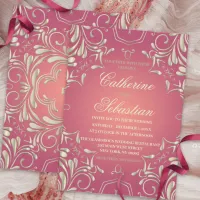 Classic Romantic Gold Pink Ornate Border Wedding